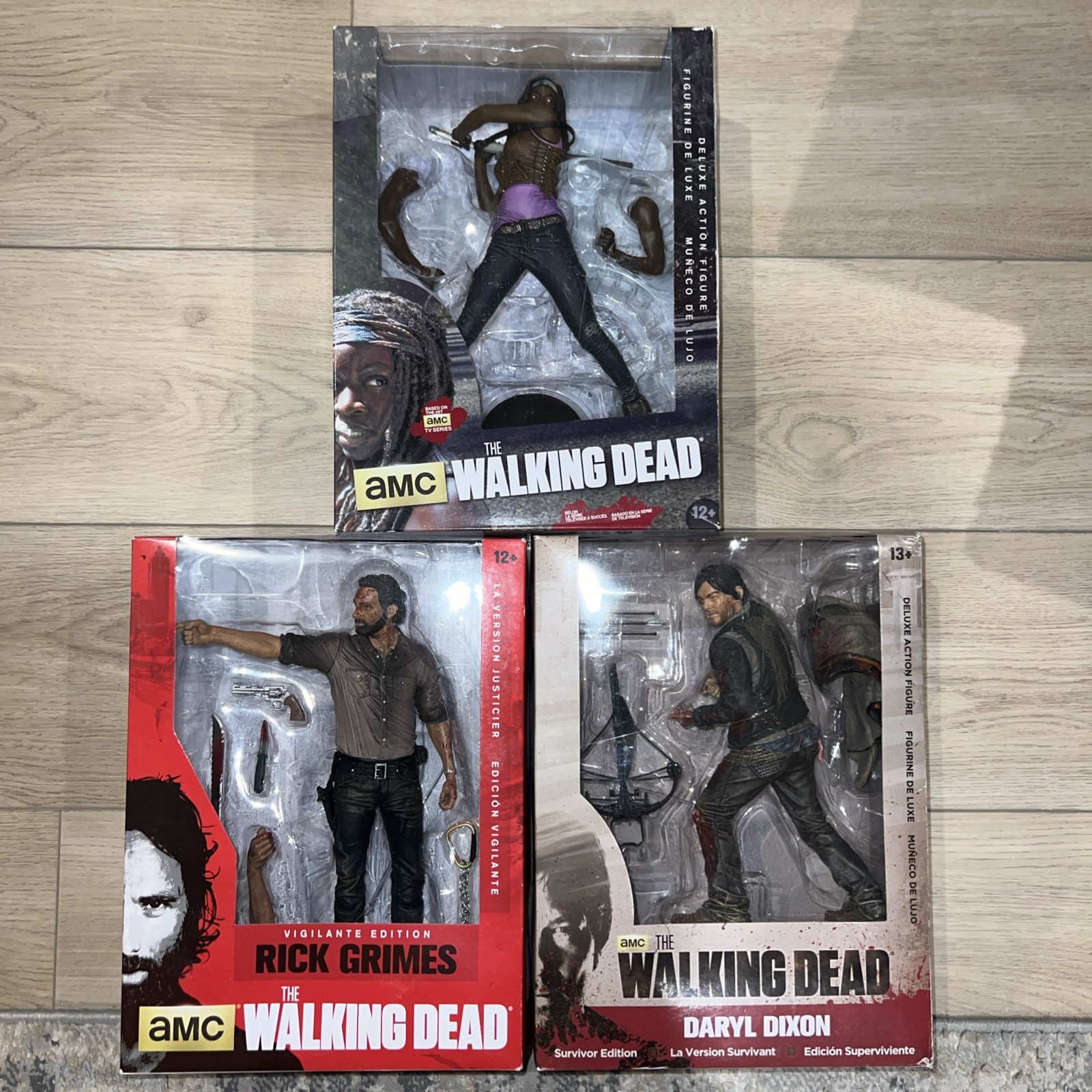 Lot Of 3 Mcfarlane Toys The Walking 10 in Deluxe Action Figure Rick & More