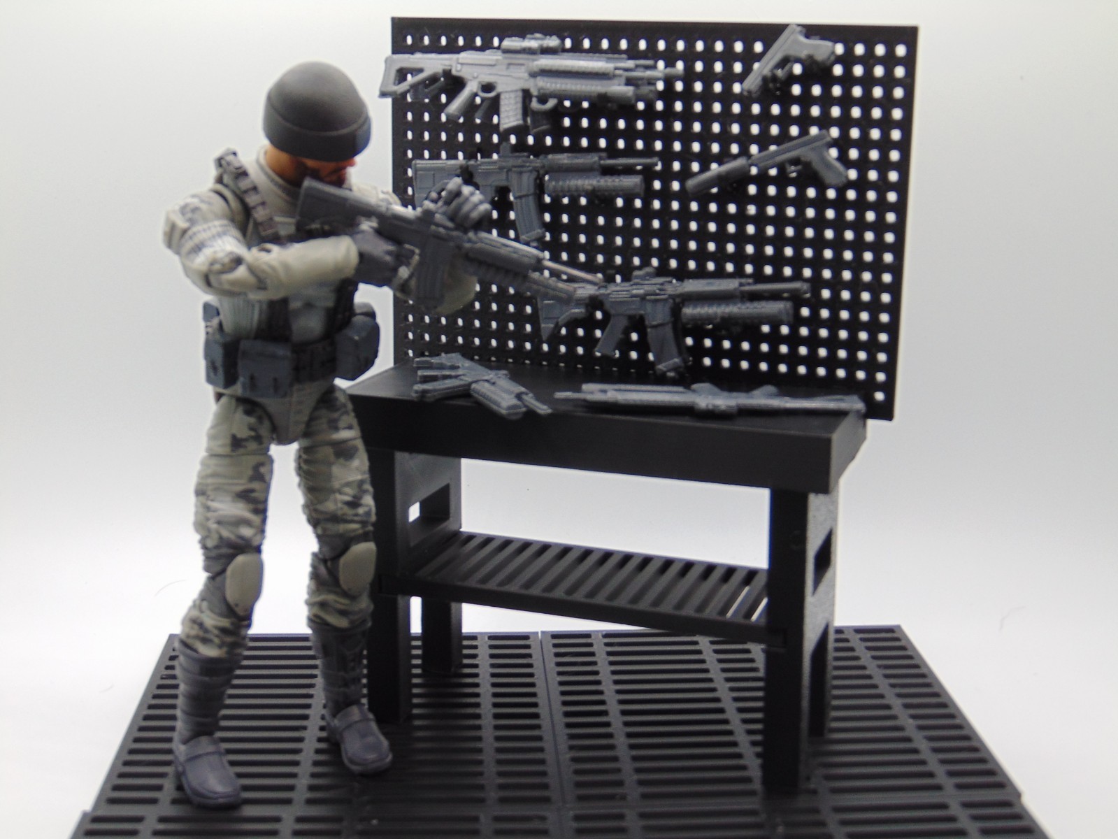 Custom 1:12 Modular 4x Sci-Fi Flooring Grille Tiles Diorama Prop 6&Prime; Figures BLK