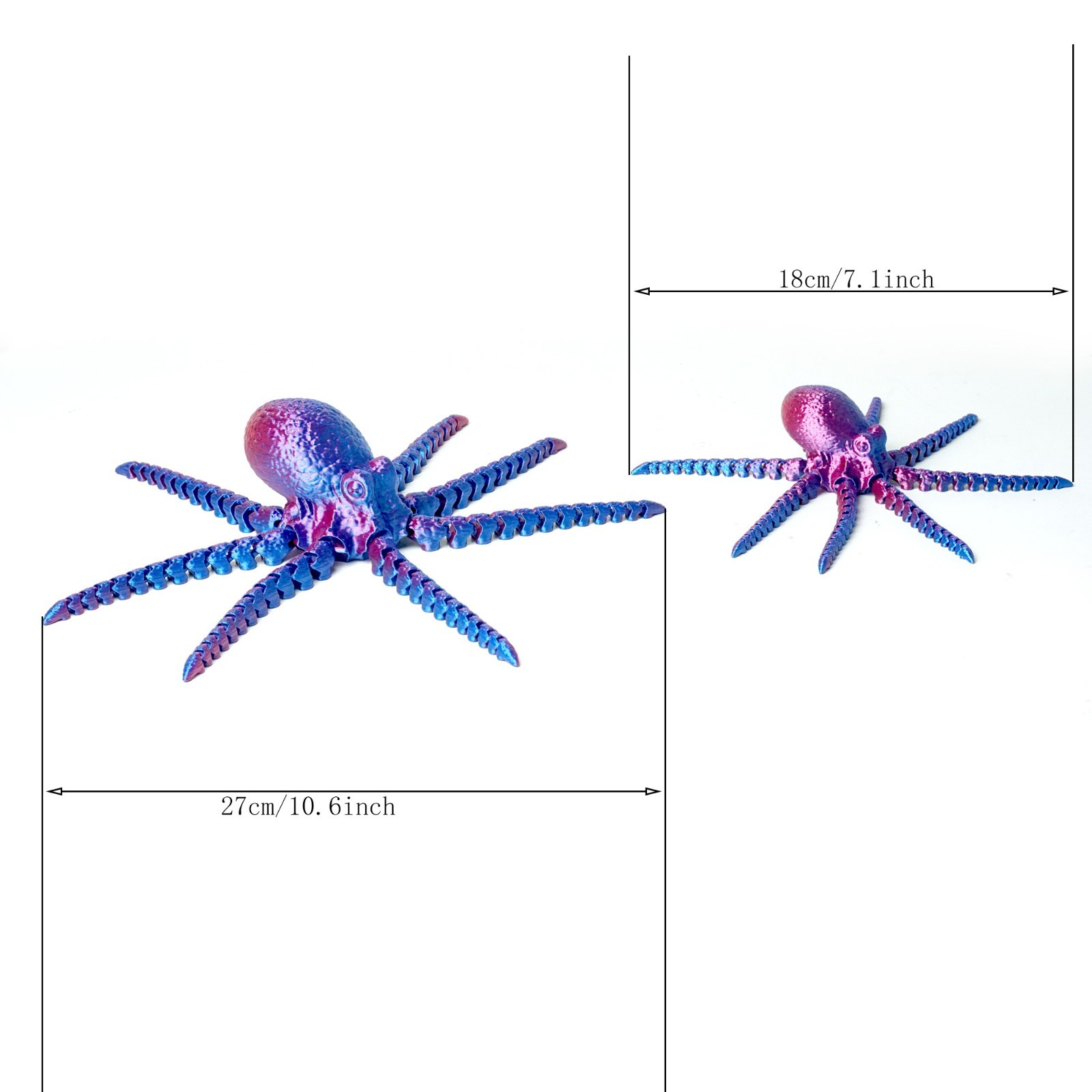2PCS 3D Printed Octopus Model,Articulated Animals figure,Fidget Toys Home Decor