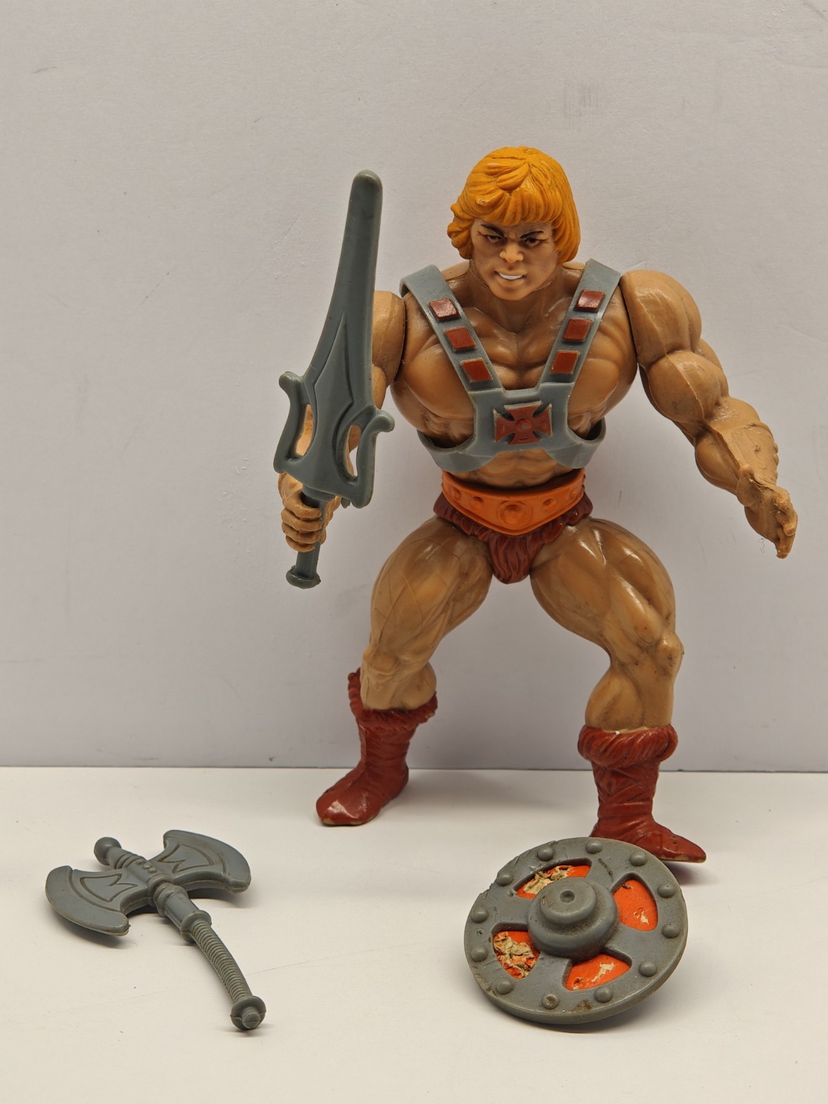 Masters of the Universe, MOTU | He Man, Soft Head, w/ Weapons | 1981, Vintage