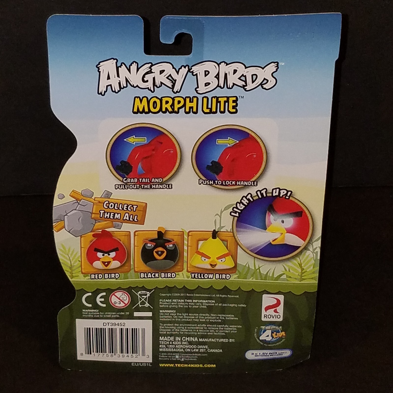 Angry Birds Morph Lite Flashlight 3 Figure Set Lite Force Red Black Yellow Bird