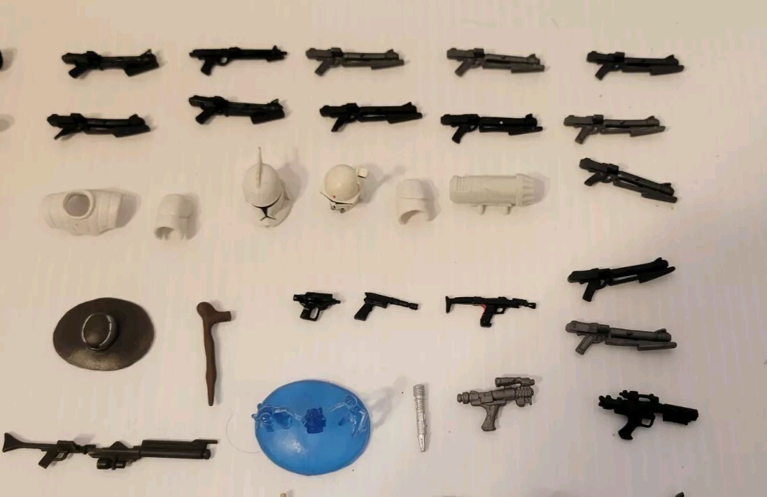 Large Star Wars Weapons Accessories Pieces And Parts Lot of 82 TCW