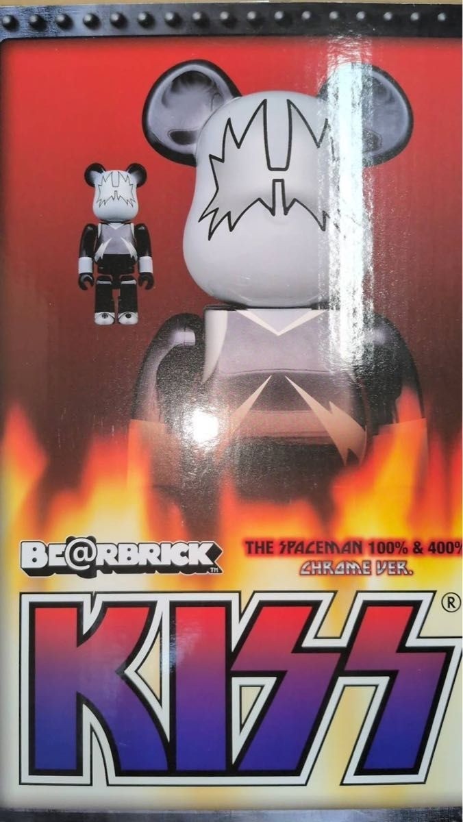Medicom Toy BE@RBRICK KISS SPACE MAN CHROME Ver. 100% & 400% Bearbrick JAPAN
