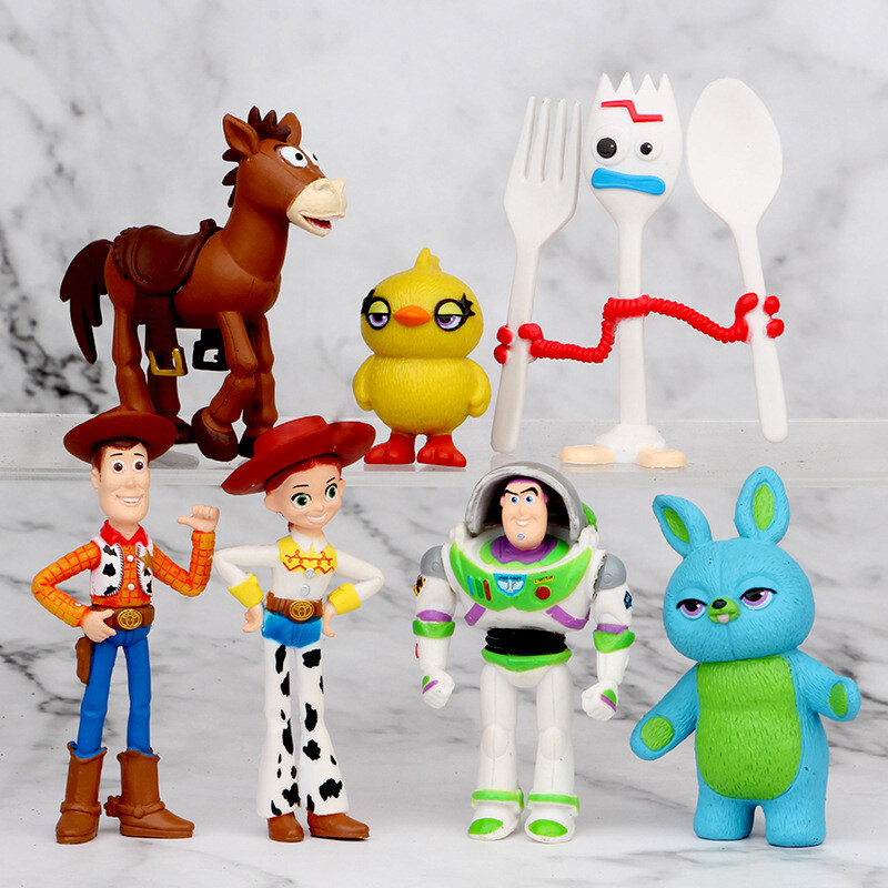 7Pcs Toy Story 4 Figure Toys Character Woody Buzz Lightyear Jessie Kids Gift Set