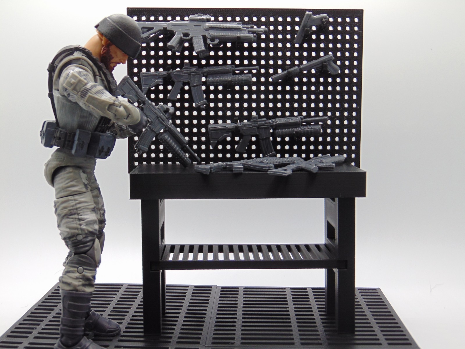 Custom 1:12 Modular 4x Sci-Fi Flooring Grille Tiles Diorama Prop 6&Prime; Figures BLK