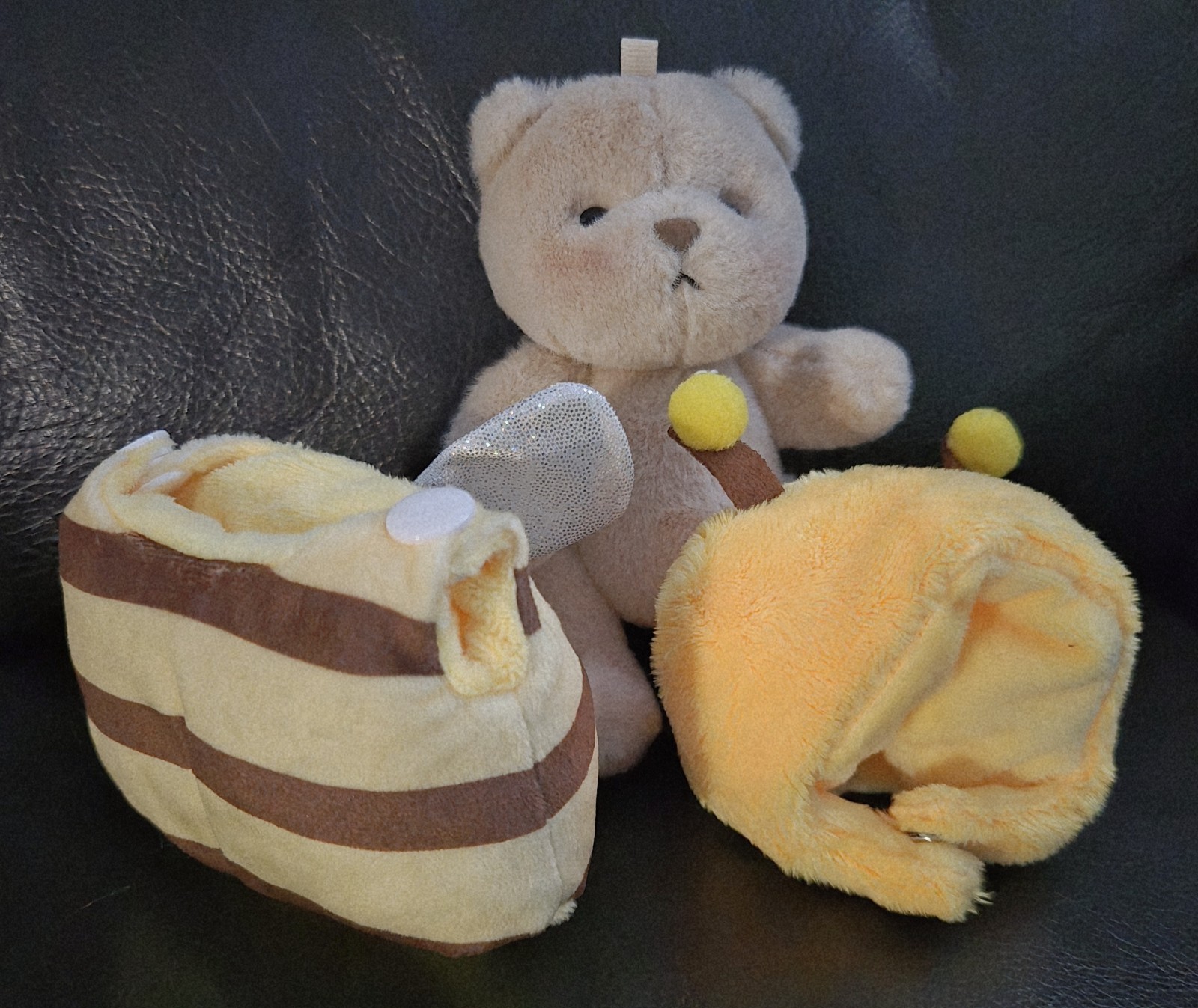 Handmade Fully Jointed 5.9&Prime; Yellow Bumble Bee Bear Plush Keychain