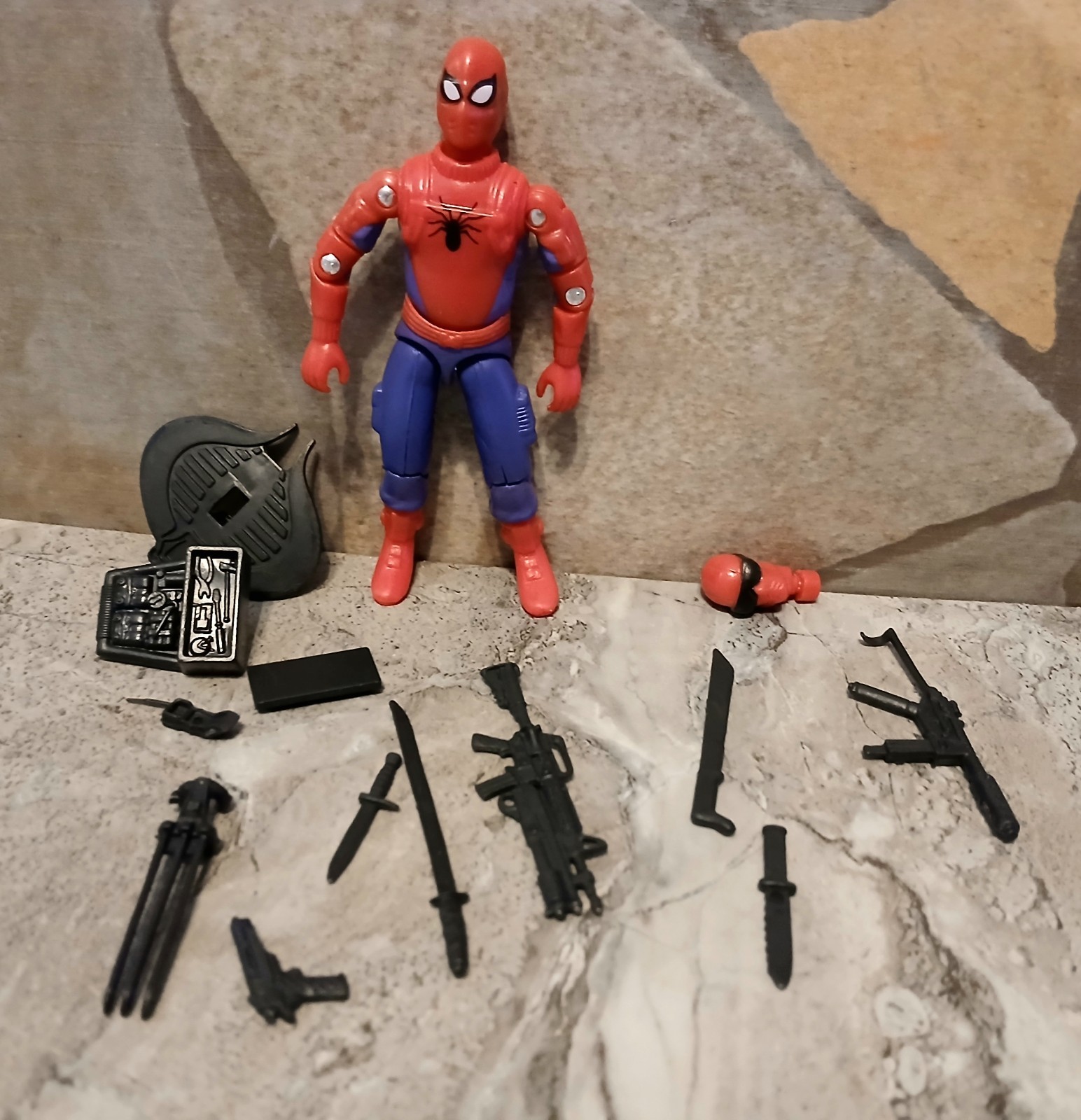 GI Joe Black Major Custom Spider-Man Figure Complete 3.75&Prime; O-RING w/ Alt Head