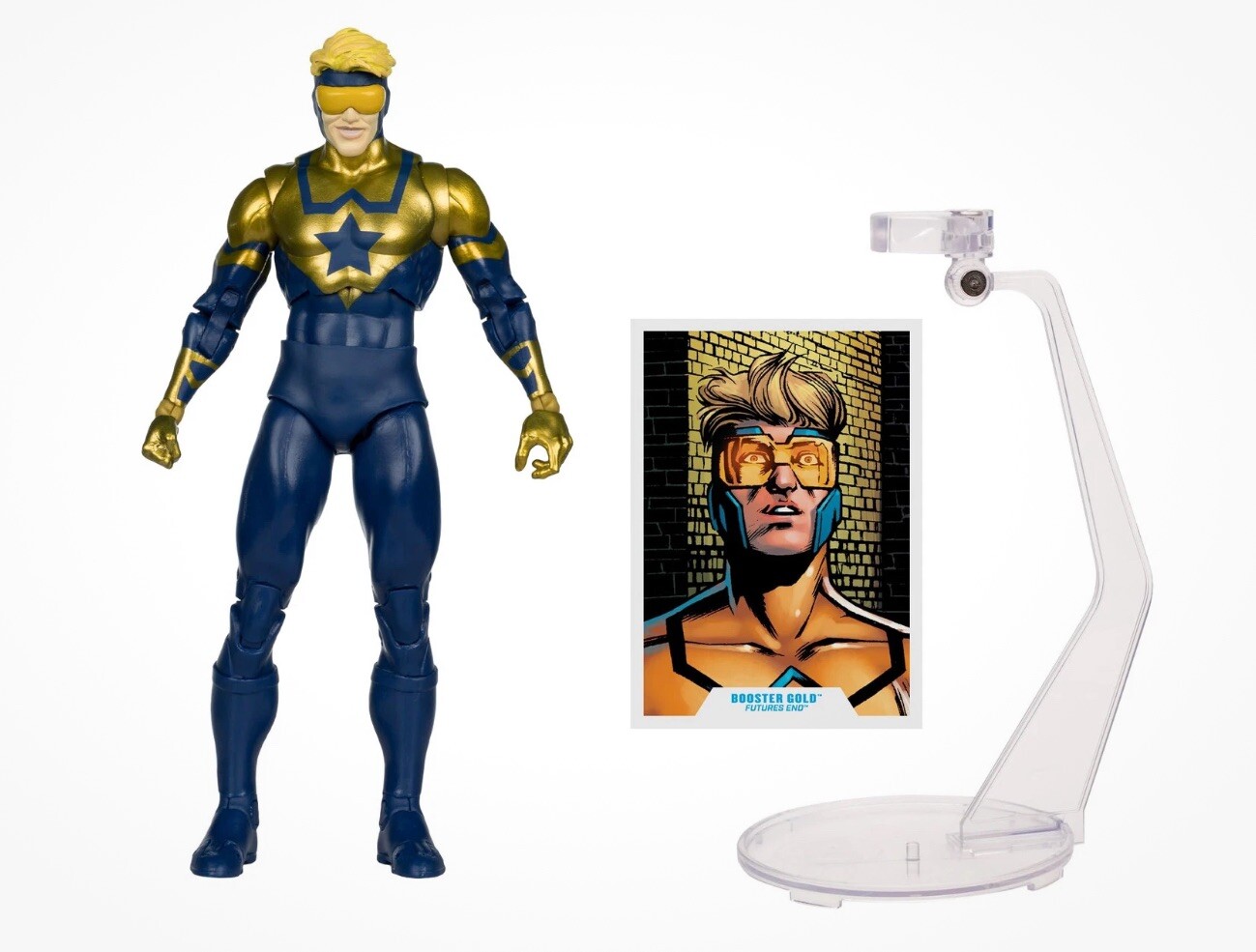 DC Multiverse Booster Gold 7” Action Figure wFlight Stand & Art Card New