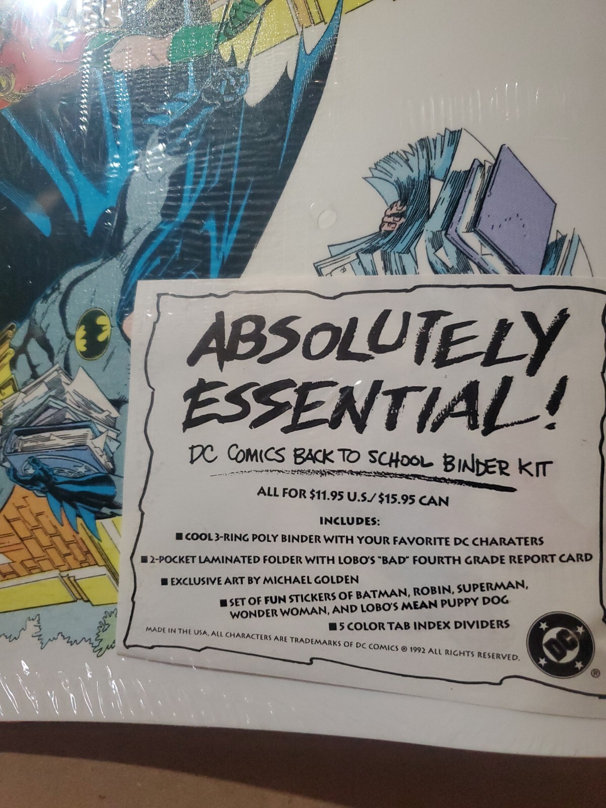 1992 DC Comics Back To School Binder Kit Brand New Factory Sealed
