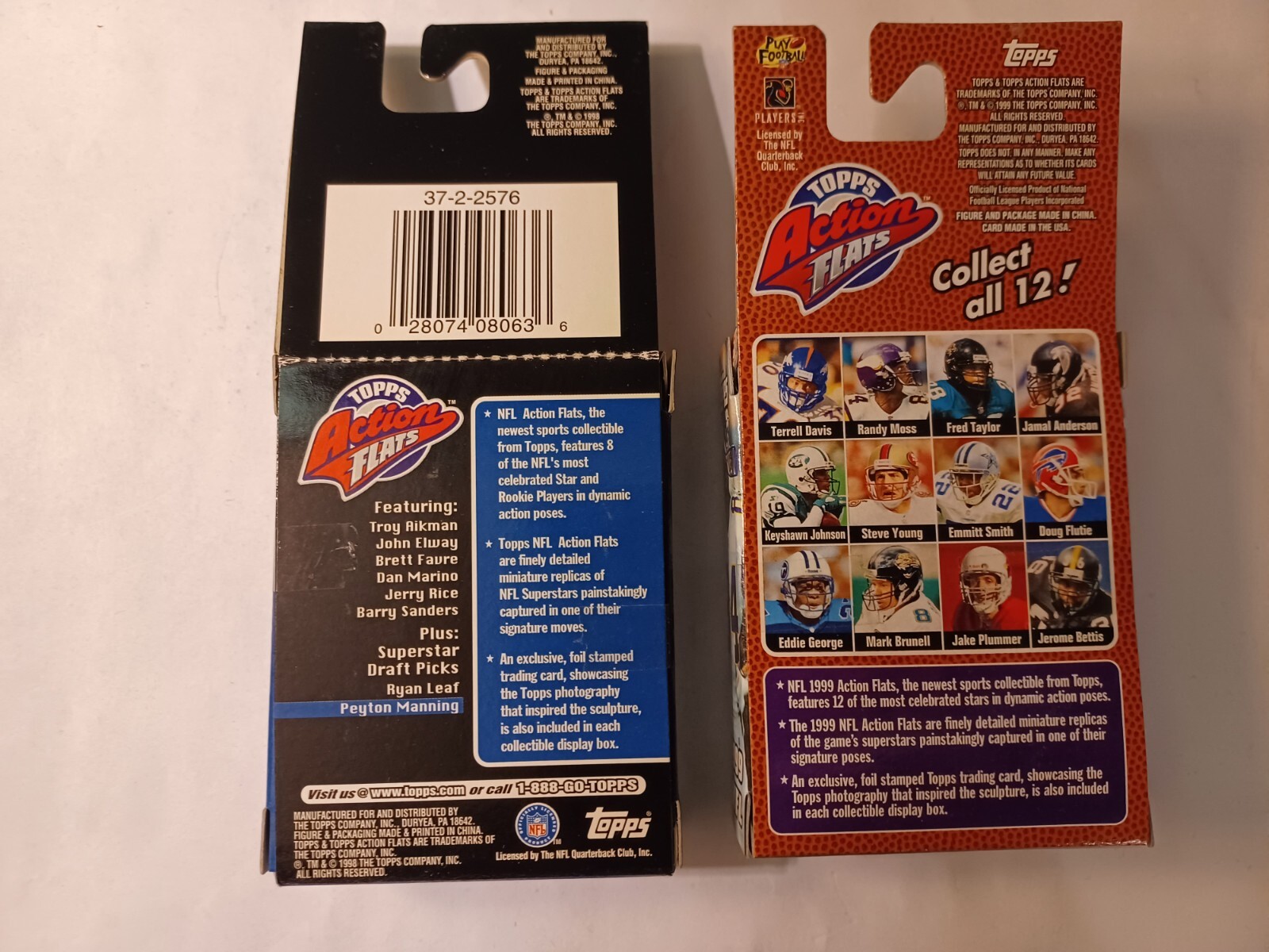 Topps Action Flats (Pair) 1998 Peyton Manning & 1999 Randy Moss (Unopened)