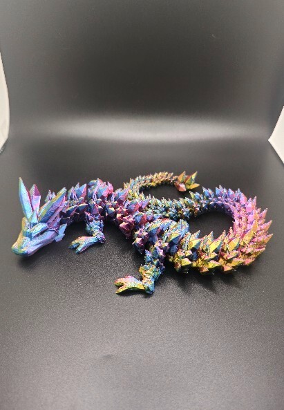 3D Printed Flexi Dragon, Cinderwing3D Articulated Crystal Dragon/Medium-18inches