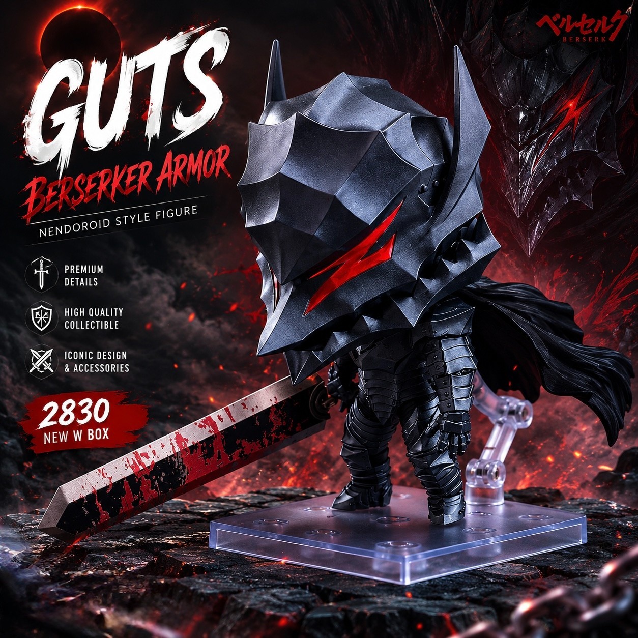 Berserk Guts Nendoroid Figure Berserker Armor 2830 – Anime Collector Gift New