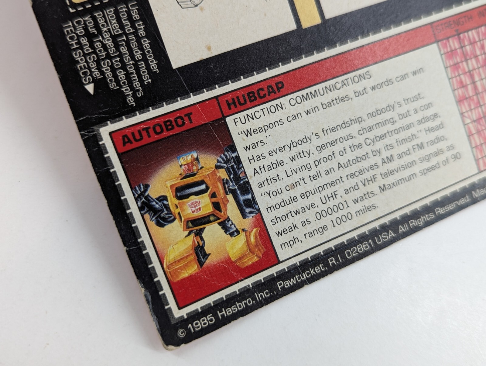 Authentic 1985 Hubcap G1 Transformers Hasbro Action Figure ~ New Sealed On Card