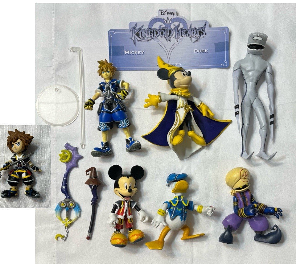 Vintage Kingdom Hearts Square Enix Action Figure Lot Donald Mickey Tomy