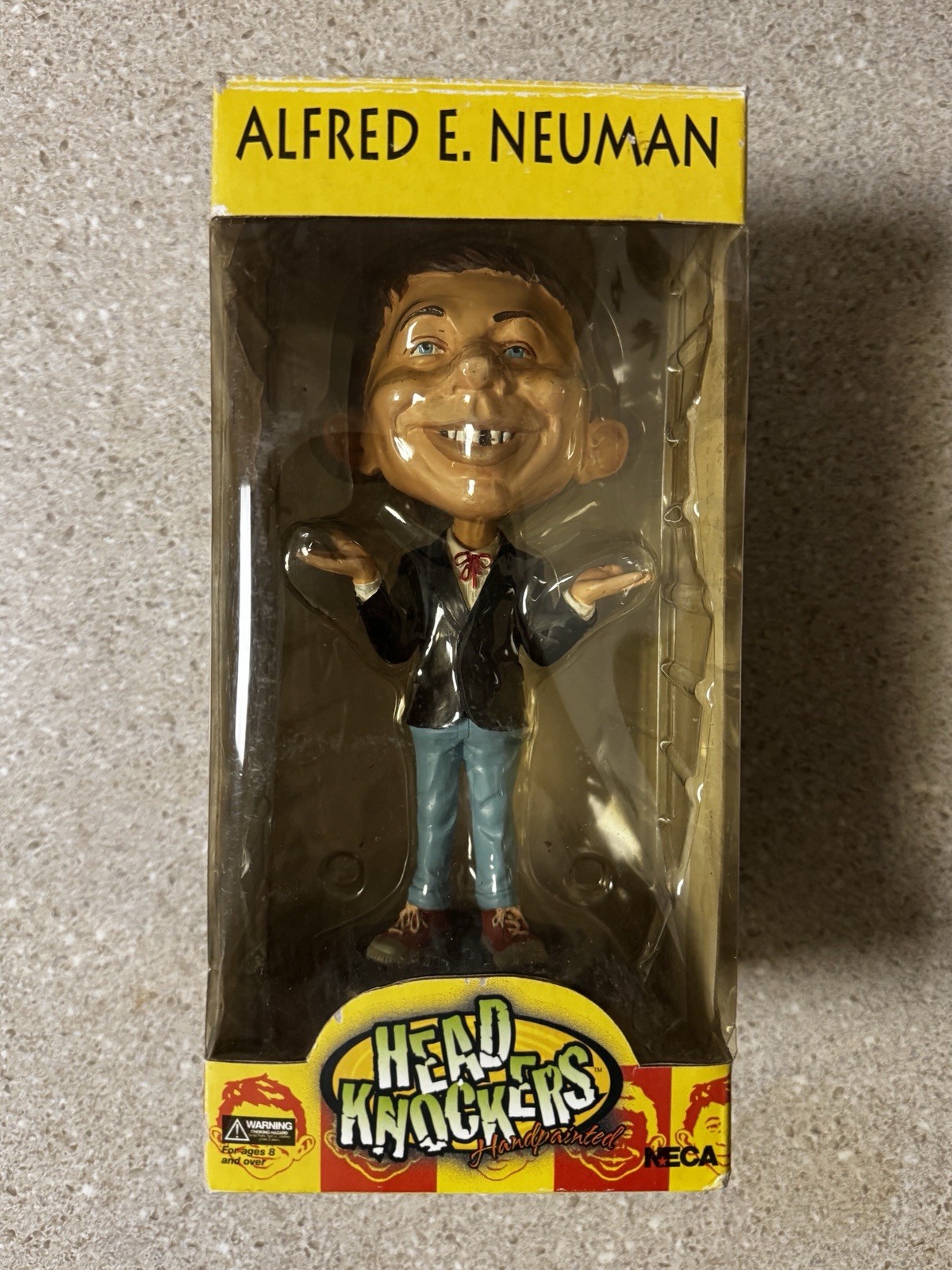 NECA HEAD KNOCKERS MAD MAGAZINE ALFRED E NEUMAN 8&Prime; HAND PAINTED BOBBLE HEAD