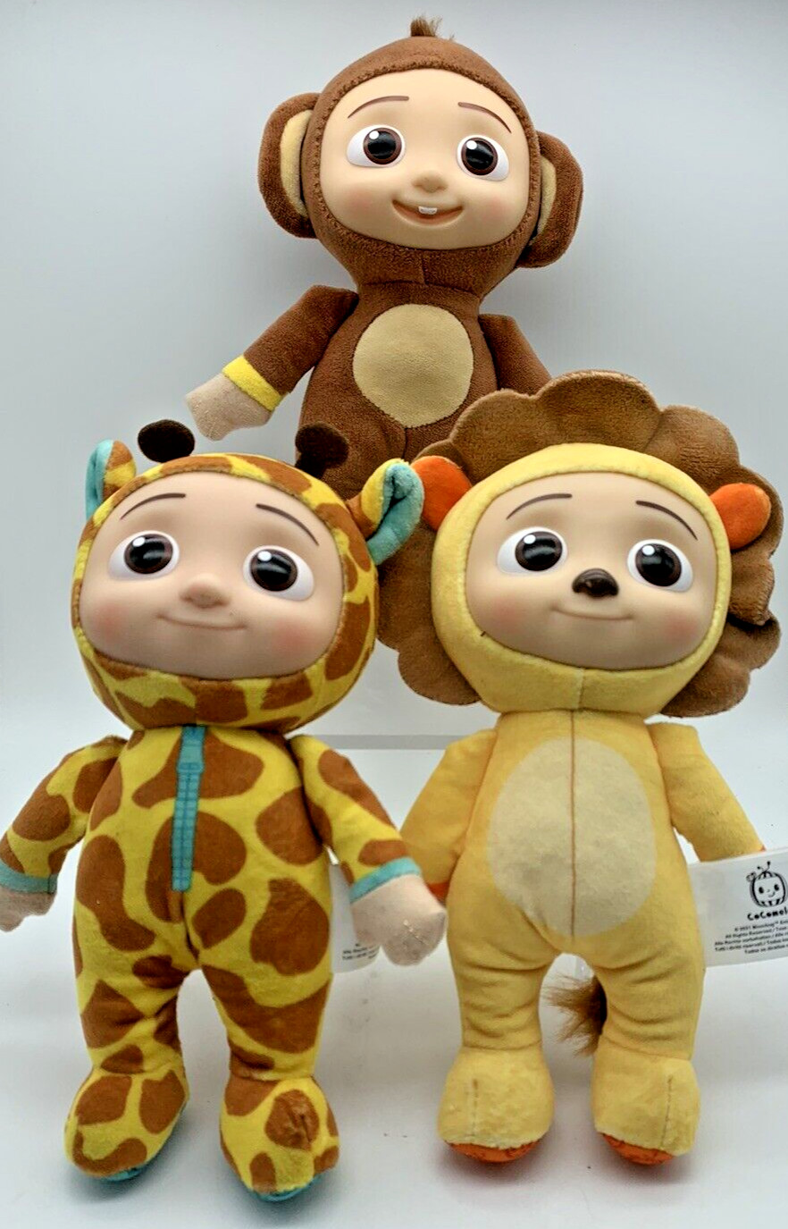 Cocomelon Official 8&Prime; JJ Dolls Set of 3 Costume Lion, Giraffe , & Monkey