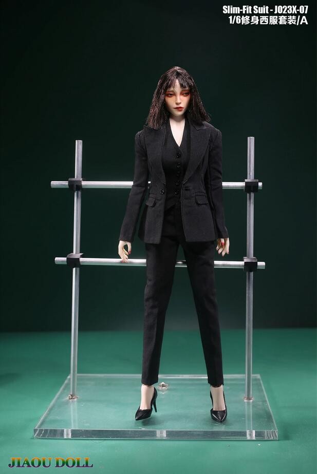 1/6 JO23X-07A Black Slim Suit Coat Trousers Vest Clothes Fit 12 » Female Figure