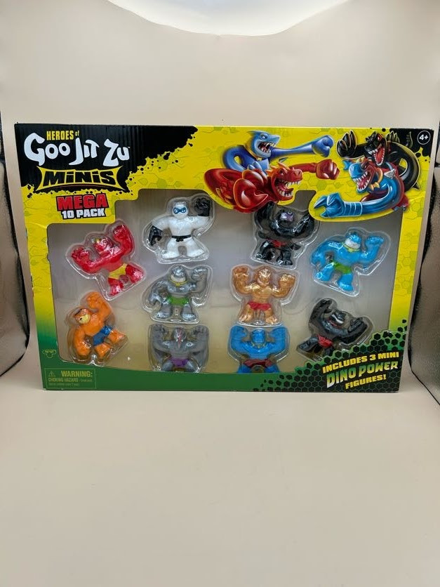 Heroes of Goo Jit Zu Minis, Minis Mega 10 Pack, Stretch & Squish W/ Dino Figures
