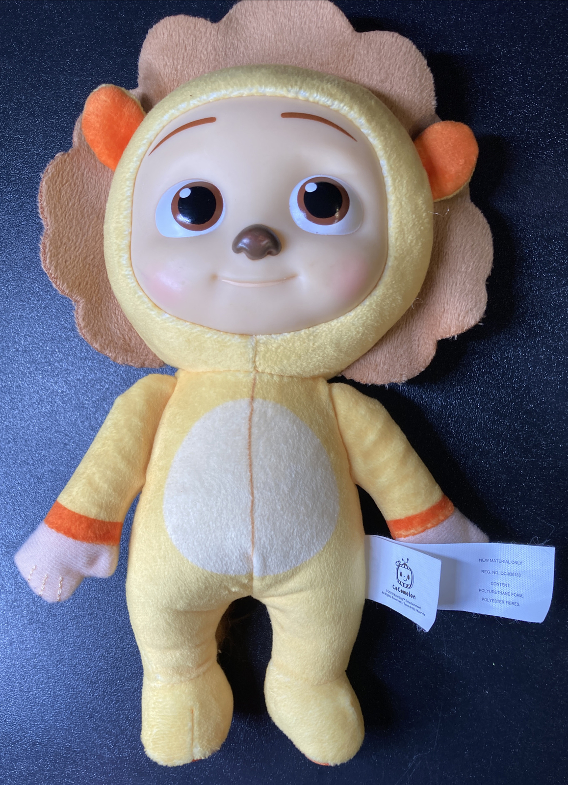Cocomelon JJ LION Cat 8&Prime; Yellow Plush Doll Soft Toy w/ Plastic Face.