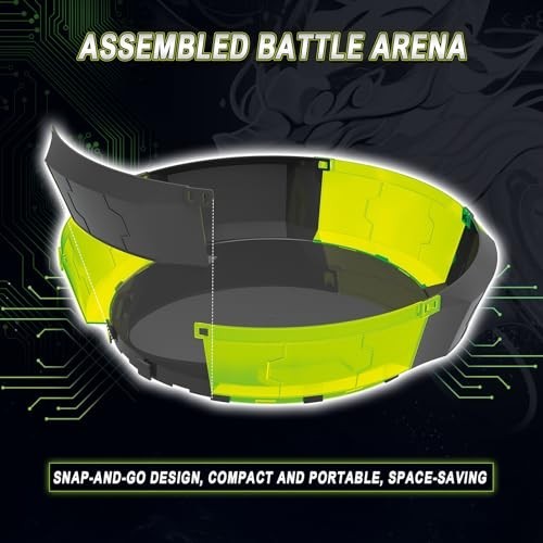 Battle Arena Set with 2 Modular Launchers, Metal Defense Tops, Right/Left Spin G
