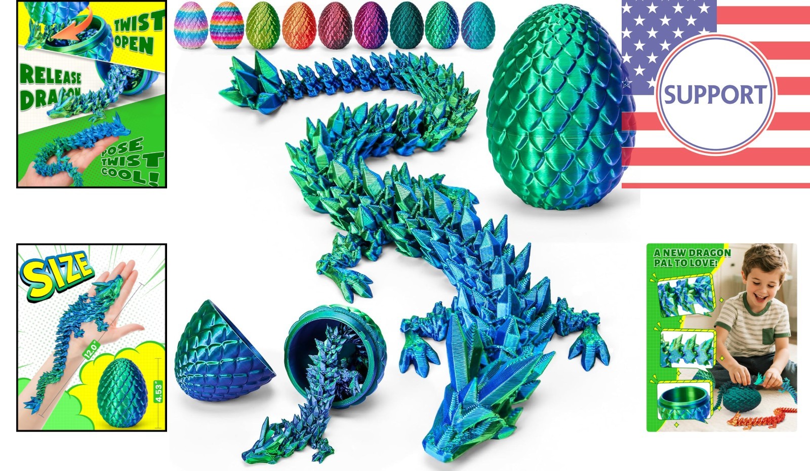 12-Inch Crystal Dragon Inside 4.53-Inch Egg – Perfect Interactive Toy for Kids