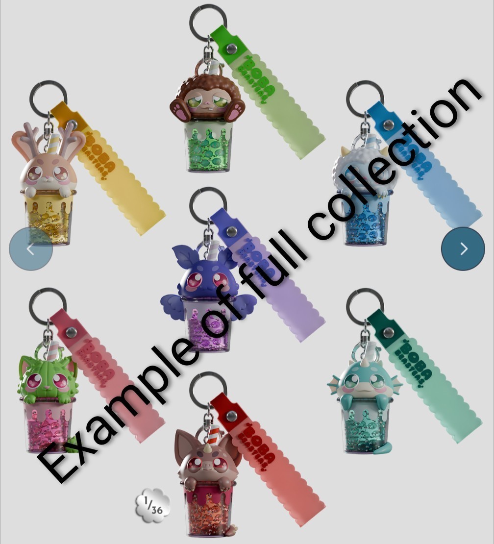 Complete Set 6, Kaleidos Creative Boba Beasteas Liquid Filled W/Glitter OPENED