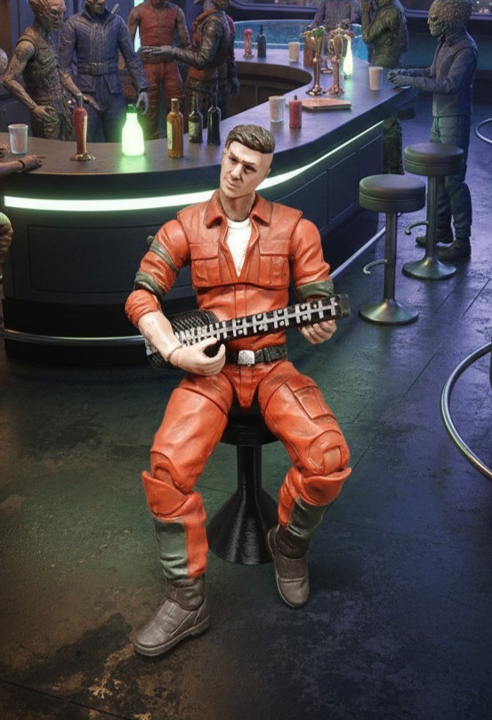 SCI FI GUITAR & STOOL 1:12 scale 6&Prime; FIGURE DIORAMA PROP CUSTOM STAR WARS 3d