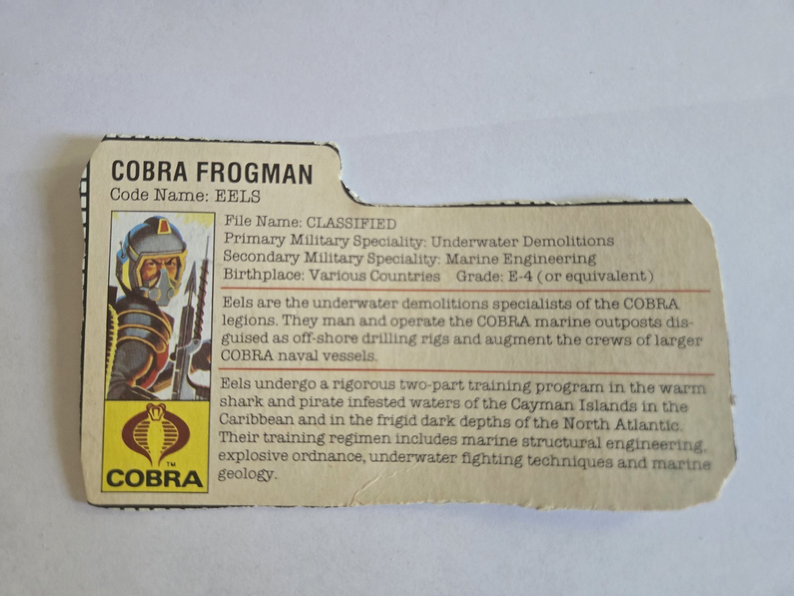 GI Joe Cobra Frogman EELS 1985 Complete See Description