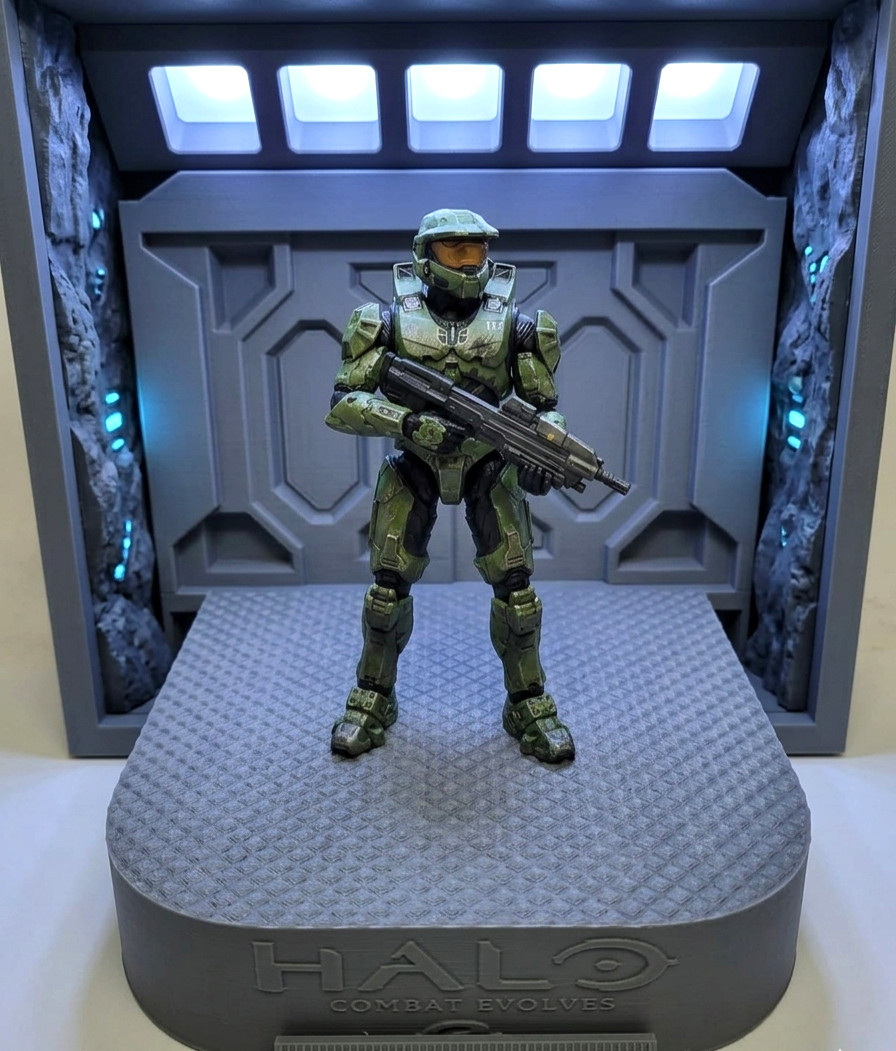 Halo Combat Evolved Diorama Display Base 1:12 1:18 3D Printed Gray Sci-Fi Door