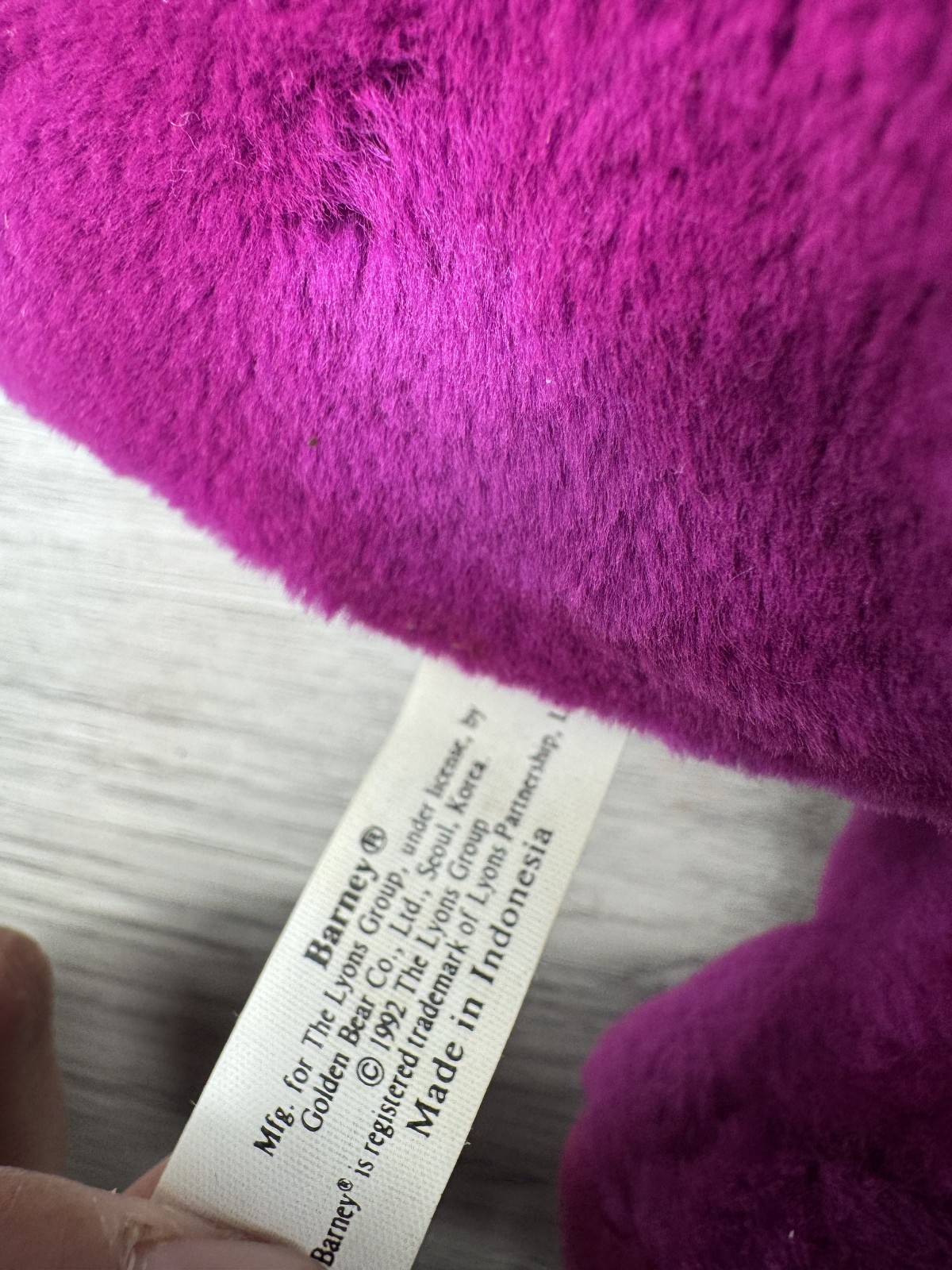 Barney Plush Vintage The Lyons Group 1992 Stuffed Purple Dinosaur Toy Doll 11”