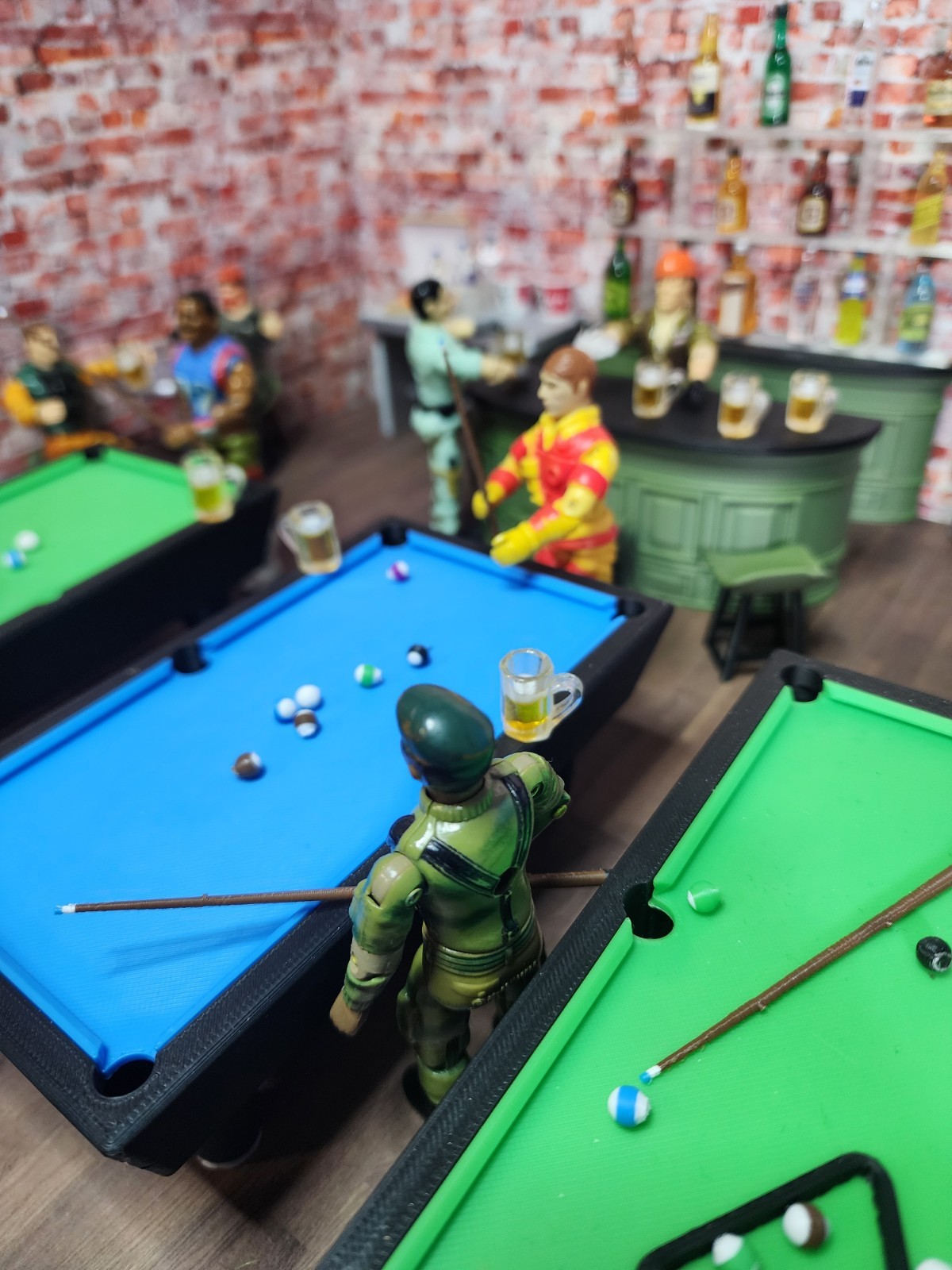 3D Printed Green Pool Table For G.I JOE A.R.A.H. For 3.75&Prime; 1:18 Scale