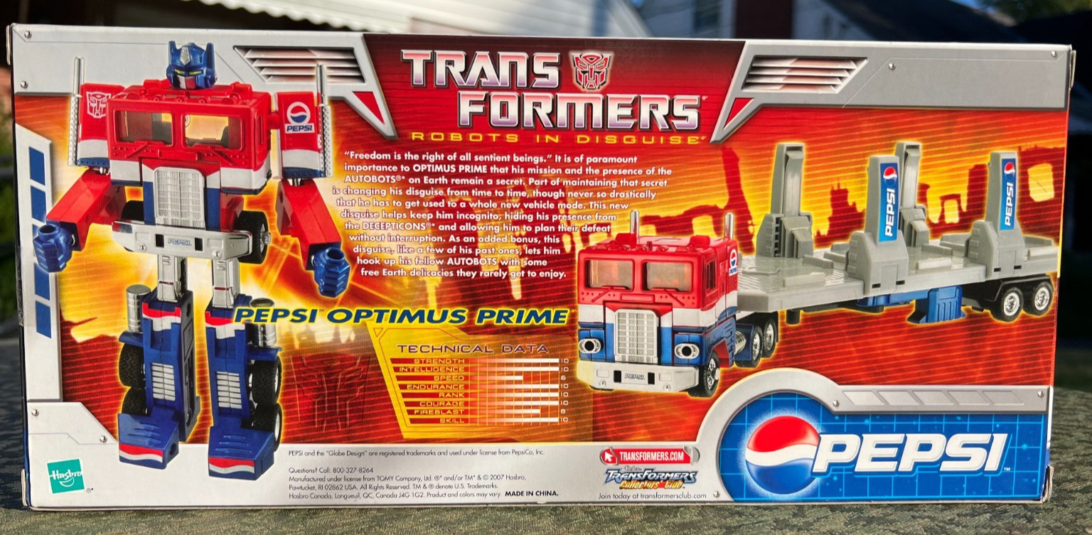 TRANSFORMERS Optimus Prime 2007 Pepsi Promotional Winner w/ Certificate & Box