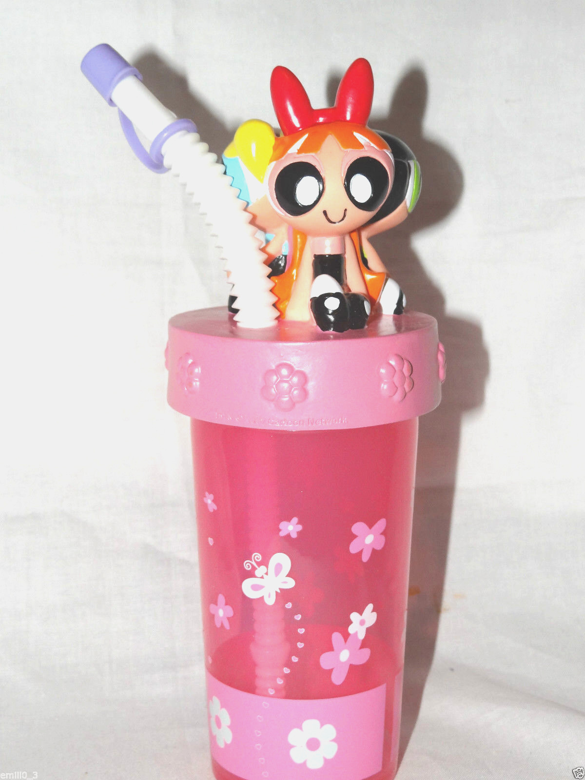 NEW POWERPUFF GIRLS 3D TUMBLER CUP WITH STRAW
