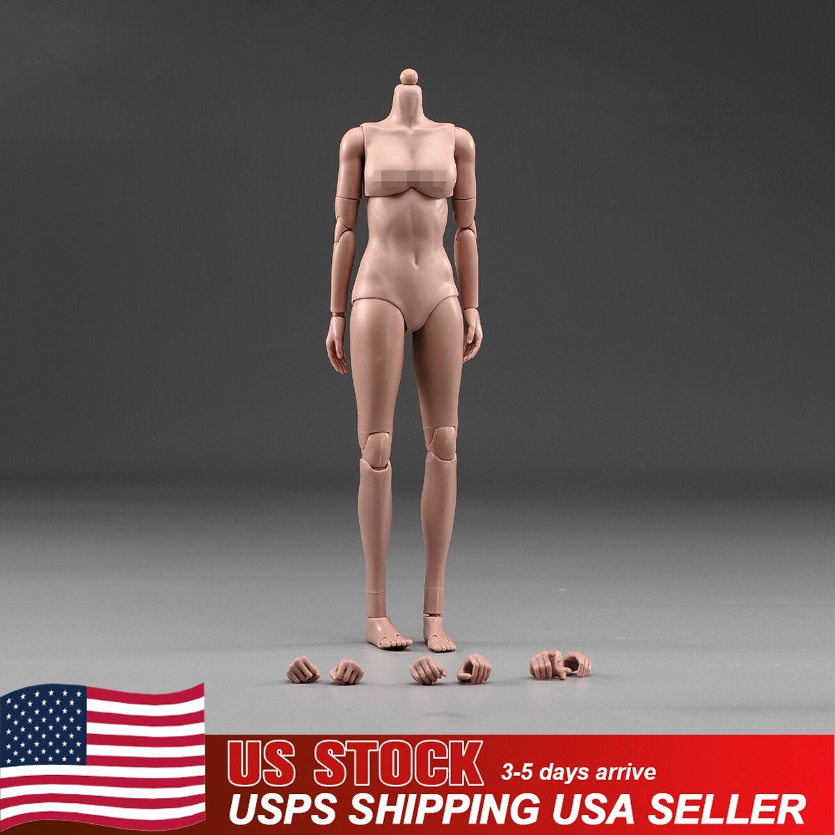 USA 1/6 Scale Female Suntan Skin Middle Breast Action Figure Body Model TQ0525