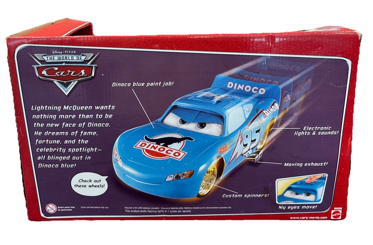 Disney Bling Lightning McQueen World of Cars Lights Sounds Spinning Rims OG Box