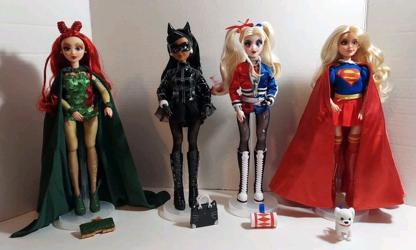 DC Supergirl & Super-Villains Doll Collection Harley Quinn Catwoman & Poison Ivy