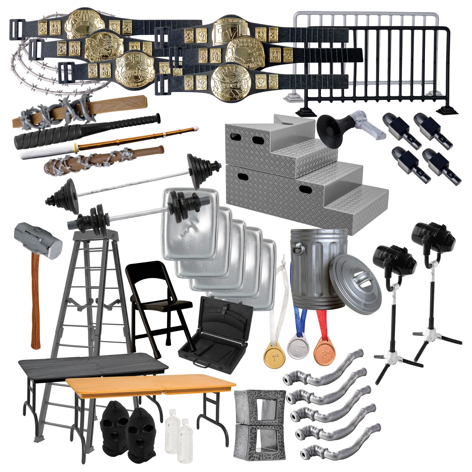 50 Piece Accessory Starter Kit for WWE & AEW Wrestling Action Figures