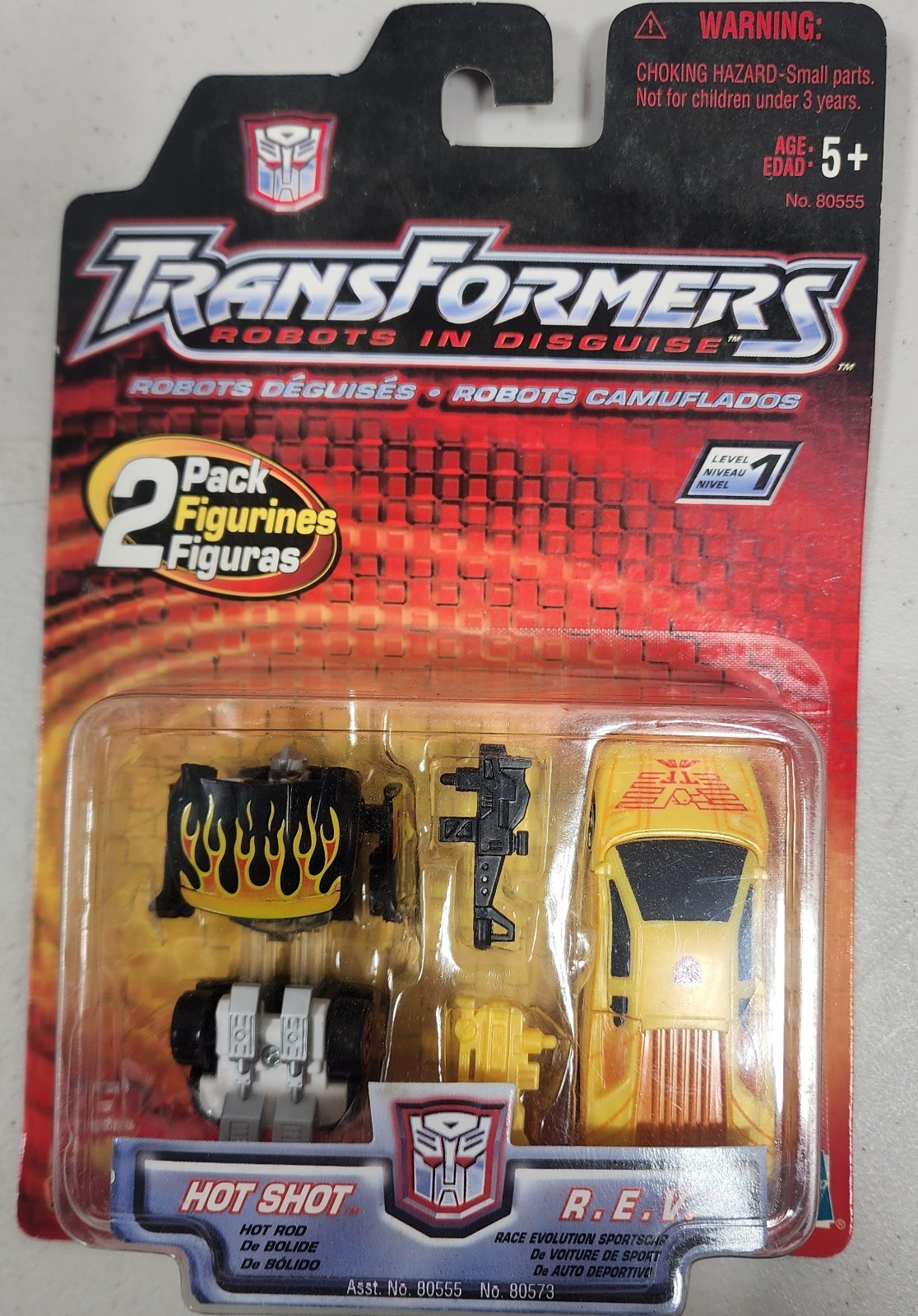 VINTAGE TRANSFORMERS ROBOTS IN DISGUISE HOT SHOT R.E.V. HASBRO 2001 MOC NEW