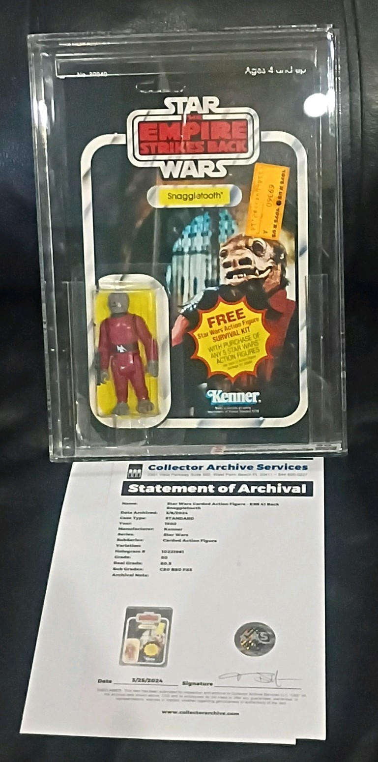 Star Wars_1980 Snaggletooth CAS Graded_80 w/ certificate Clear Bubble! MOC!