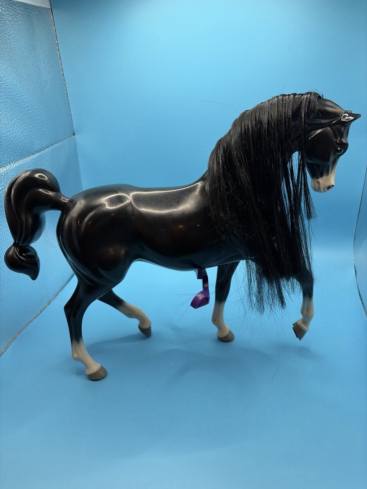 Disney Mulan Khan Horse Mattel Doll Accessory Black Horse Purple Stirrup 1997
