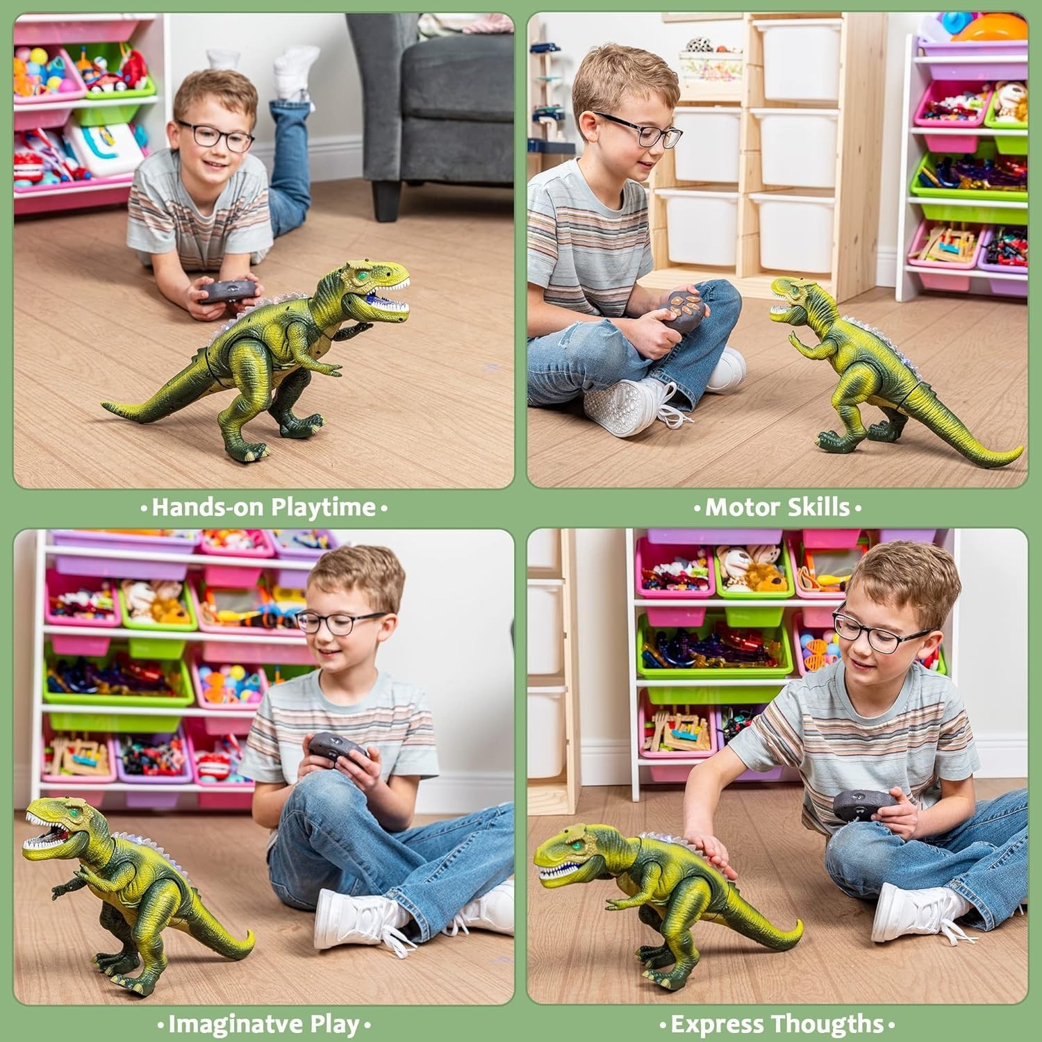 LED Walking Dinosaur Toy with Remote Control