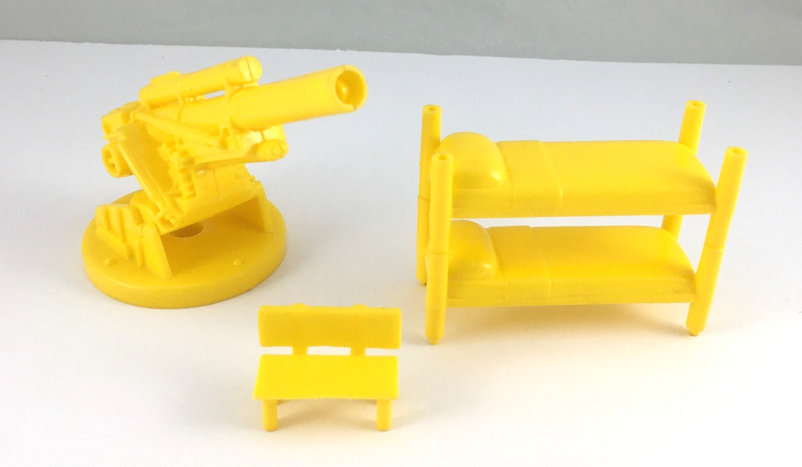 Marx Navarone Cannon, Bench & Bunkbeds Vintage 1970s WWII Playset Accessories
