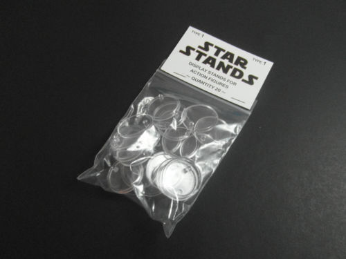 Action Figure Stand LOT of 20 – 1&Prime; inch Clear, For Vintage Star Wars – T1c