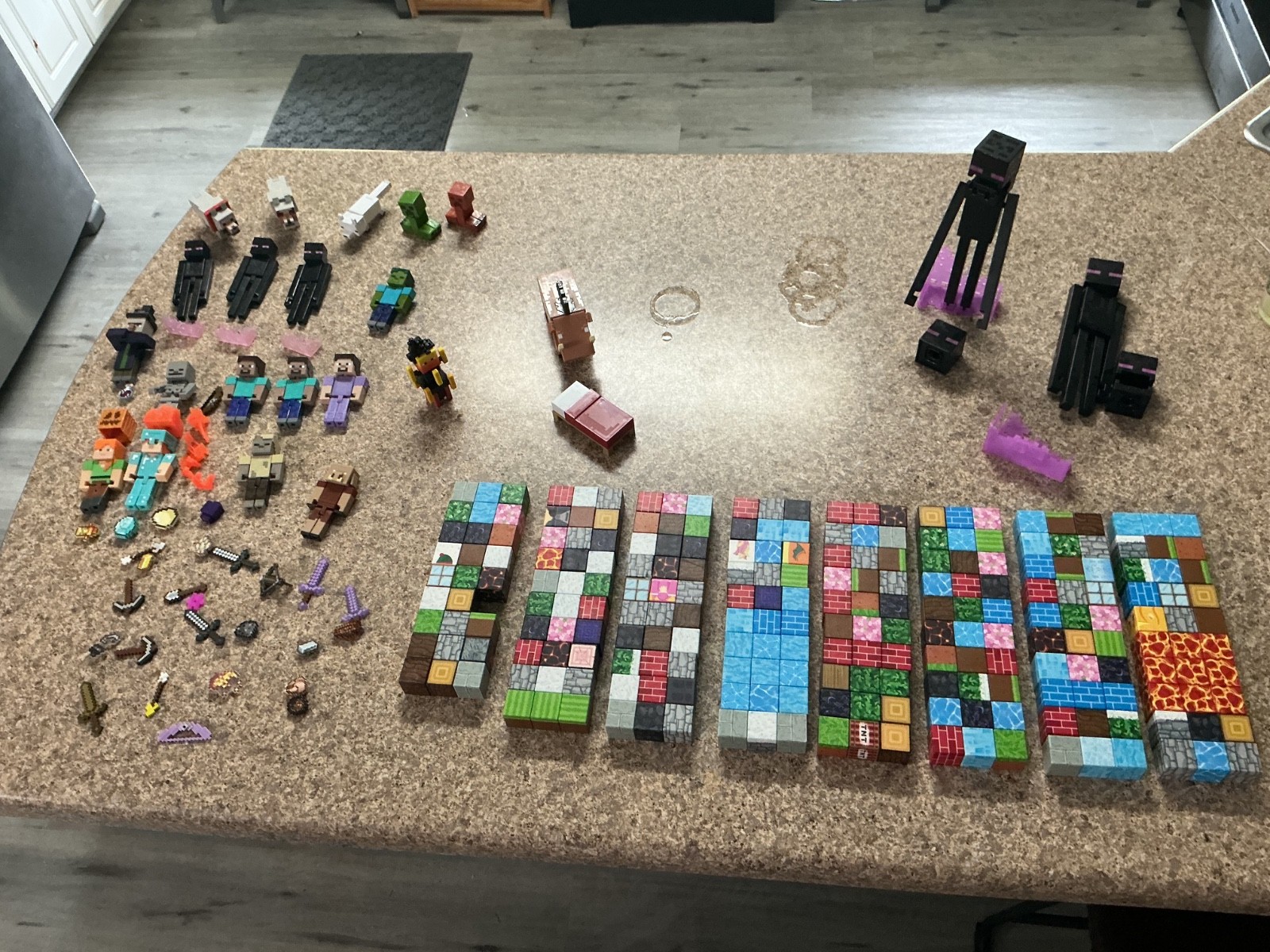 Minecraft Figures and Magnetic Blocks HUGE Lot
