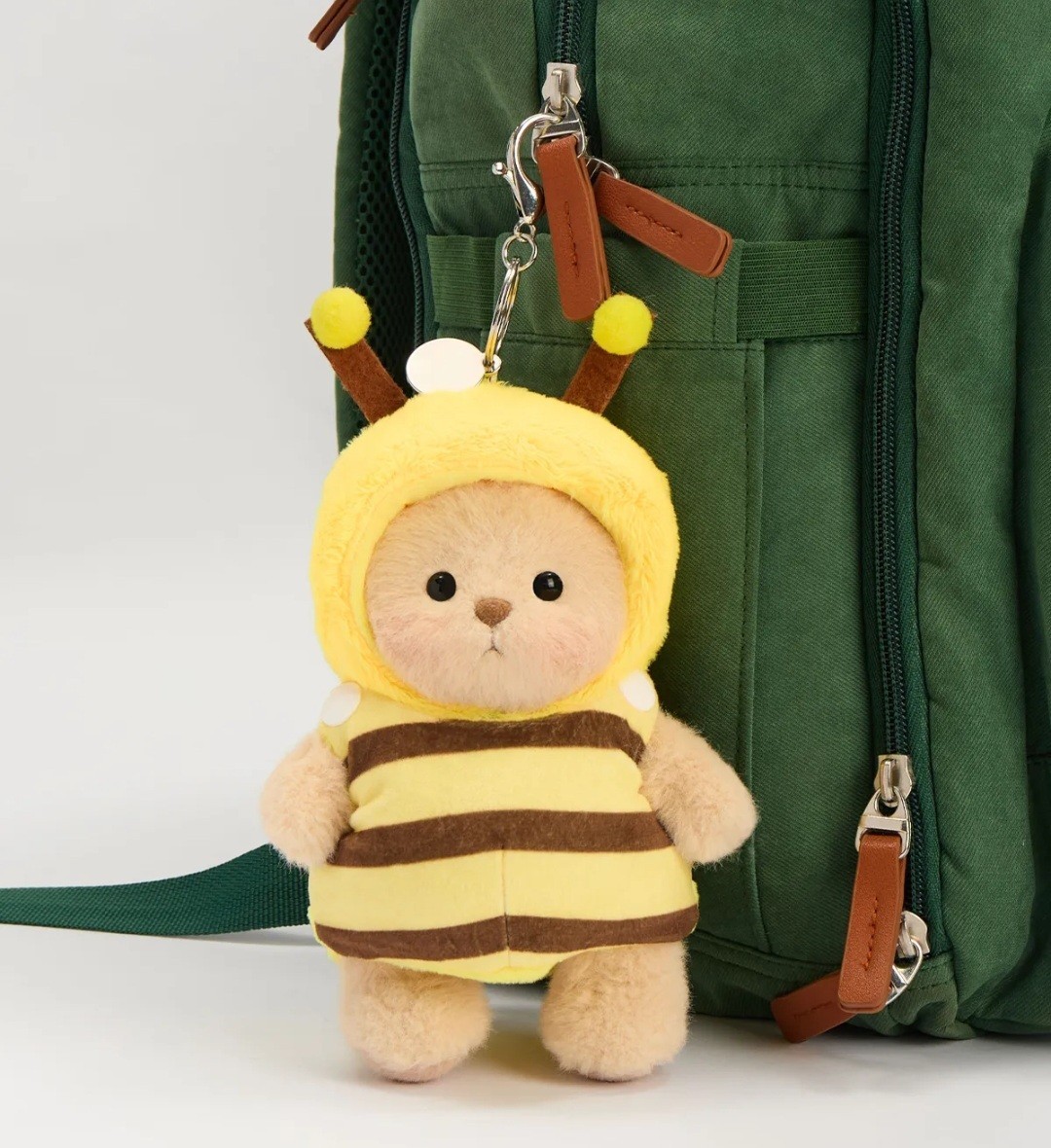 Handmade Fully Jointed 5.9&Prime; Yellow Bumble Bee Bear Plush Keychain