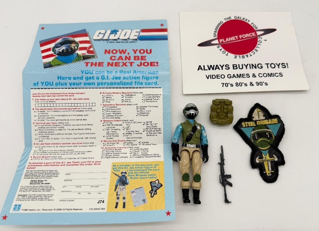 1987 Steel Brigade Complete w/ Patch & Pamphlet GI Joe 1988 Version D Figure