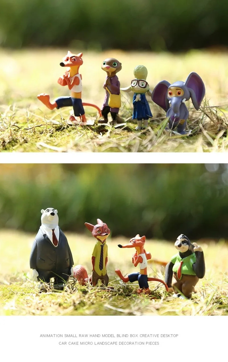 12 pcs set Zootopia Animals Action Figure 4-8 cm Kids Toys Gift Collection Cake