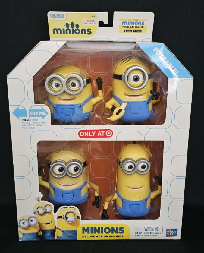 MINIONS Deluxe Action Figures POSEABLE STUART BOB KEVIN Thinkway Toys NEW!