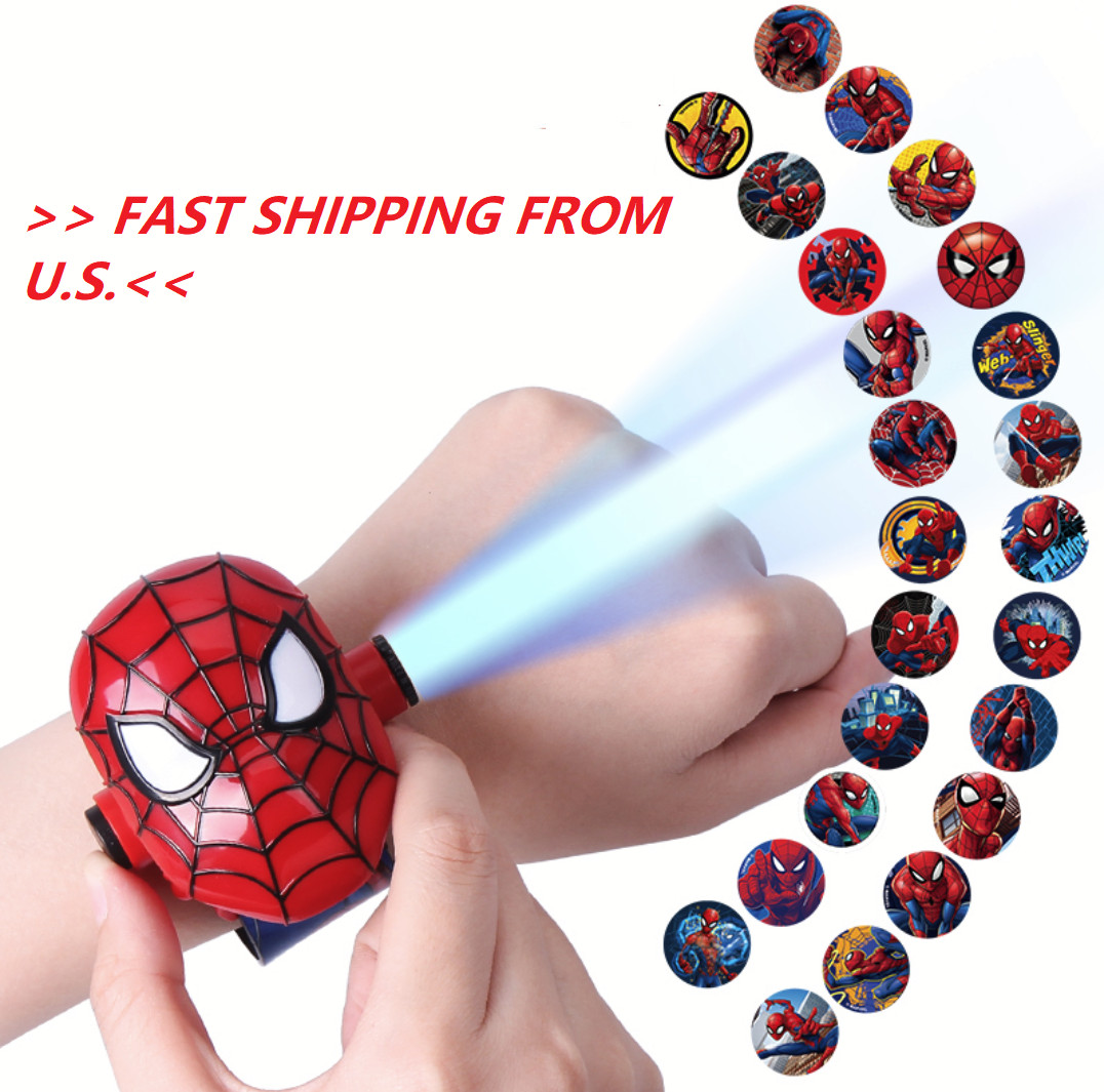 Kids Cartoon Watch Projector Superhero Sipderman cosplay Lighting 24 images