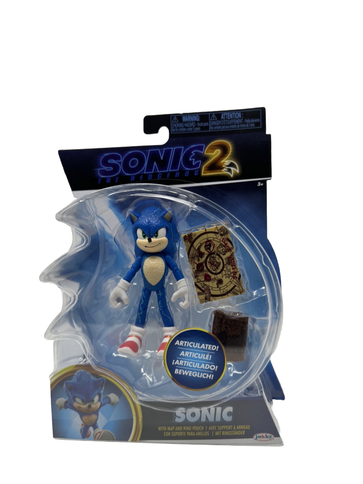 Sonic The Hedgehog 2 Movie: SONIC 4&Prime; Articulated Figure w/Map & Ring Pouch